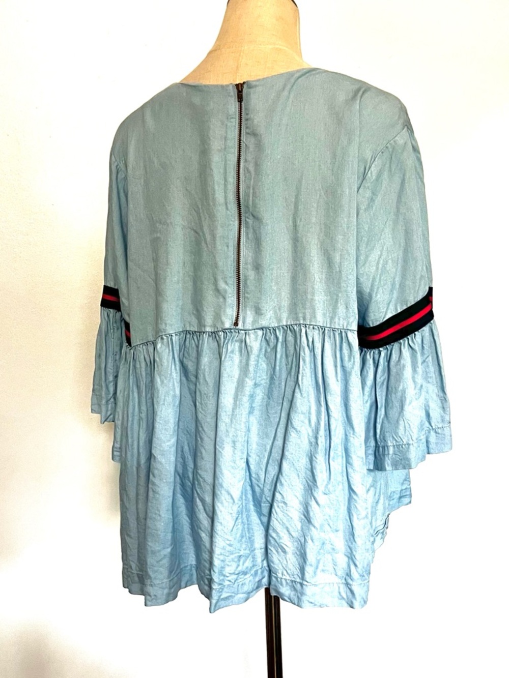 Crown & Ivy,Chambray Tencel Swing Top Preppy Boho Lightweight  Blouse Size XL - Picture 3 of 8